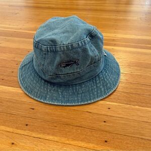 Adam’s Vintage denim bucket hat embroidered fish